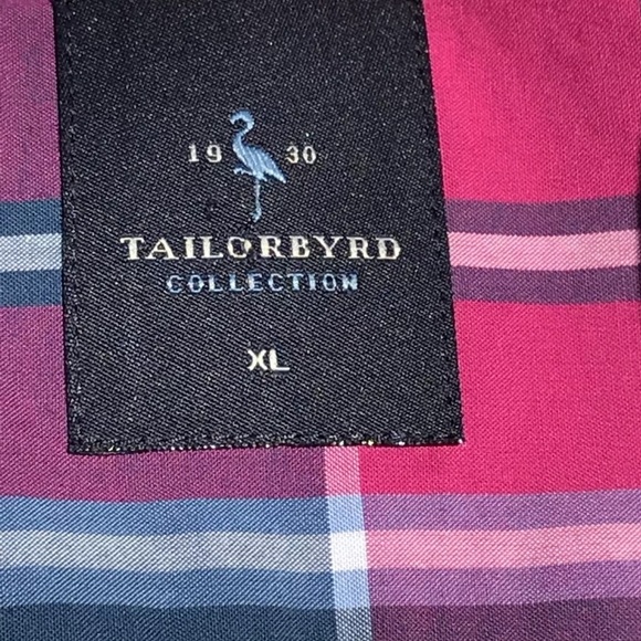 Tailorbyrd Mens Button Down Dress Shirt XL Plaid Red Blue Designer Long Sleeve - Picture 6 of 11